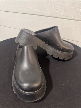 ZARA Black Platform Rubber Clog Mules - Comfortable Women's Slip-On Shoes- 36